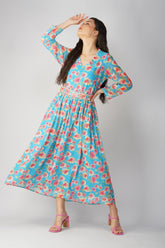 Serene Blossom Georgette Gathered Dress